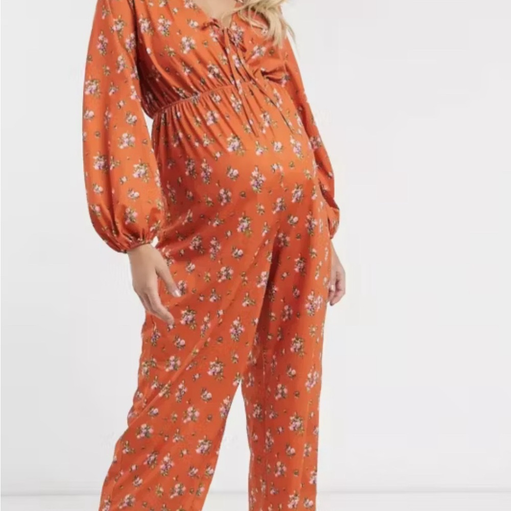 ASOS Maternity Orange Floral Jumpsuit